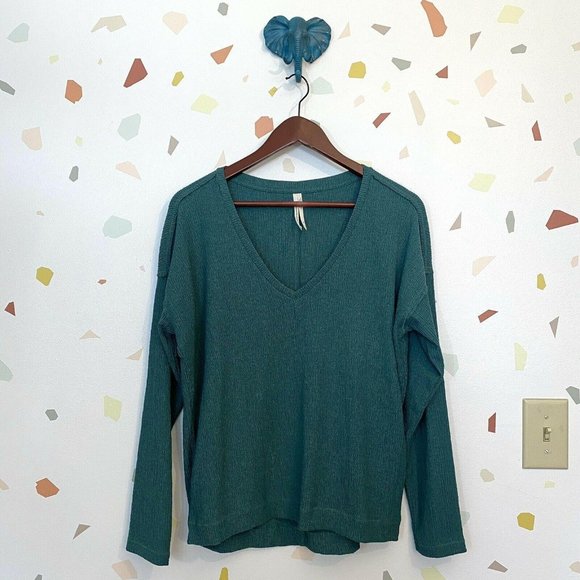 by Anthropologie Emerald Green Textured Knit Top - Picture 1 of 7